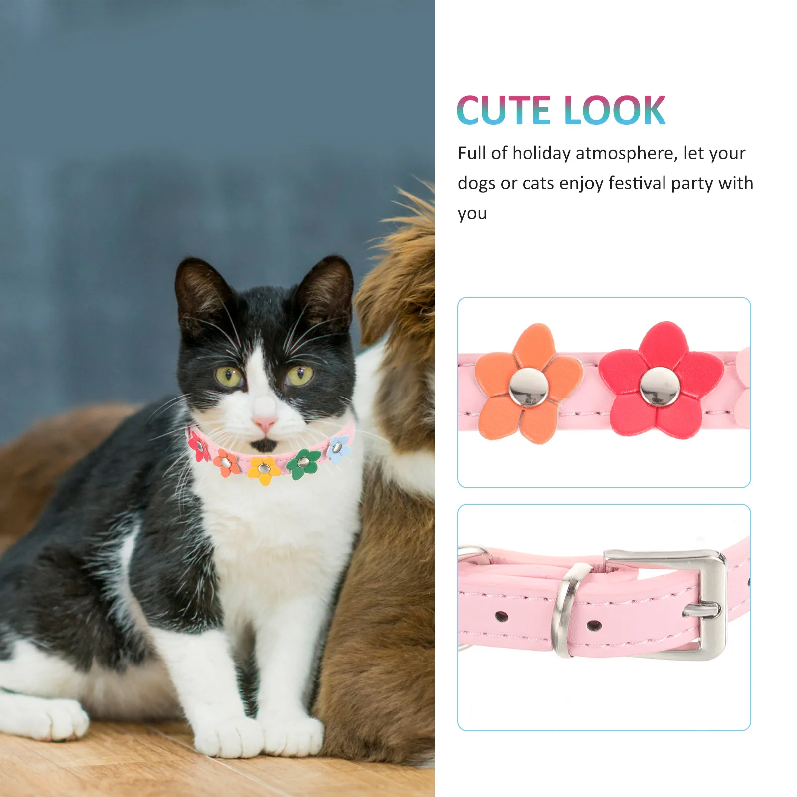 

Pet Dog Collars for Puppy Chihuahua Pink Soft Comfy PU Material Stylish Breathable Reusable Long Term Suitable Daily Parties