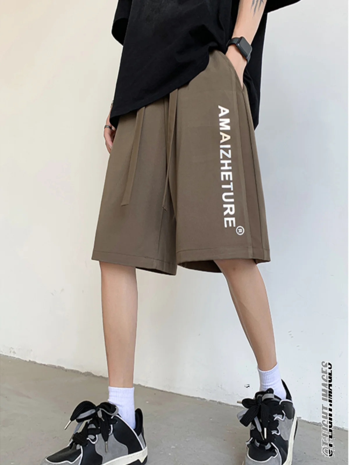 

Ice Silk Men's orts Summer Thin Five-Quarter Running Pants Qui Dry Casual Loose Fit Straight Leg Youthful Energy Sle