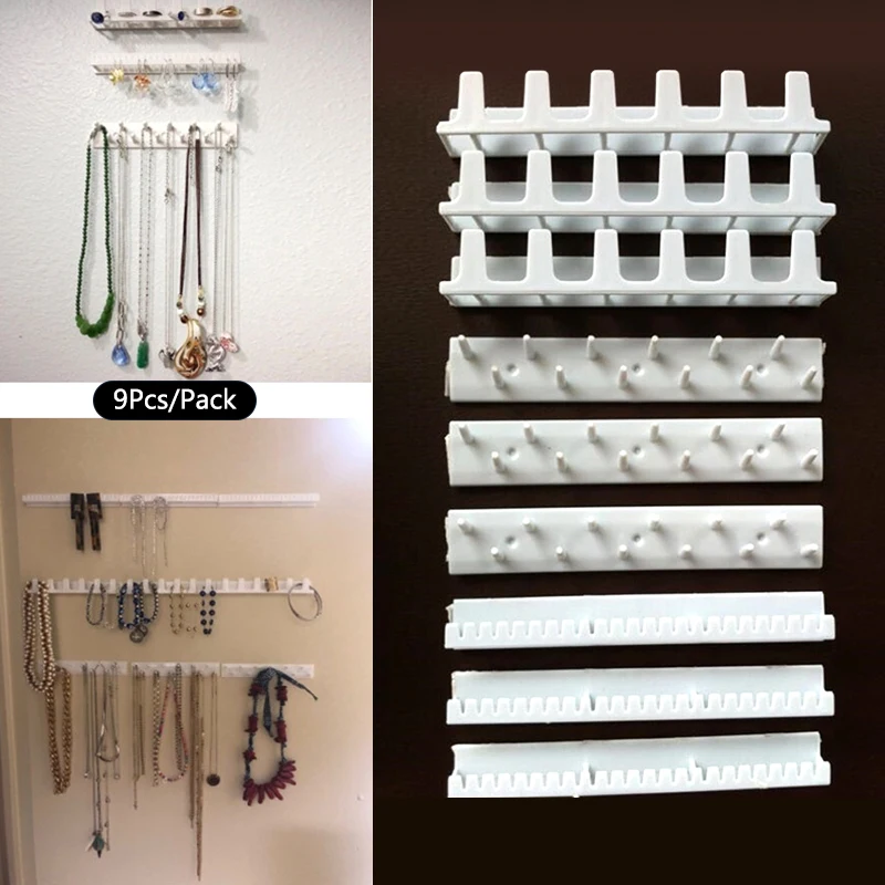 9Pcs ganci appiccicosi appendiabiti da parete portaoggetti espositore per gioielli ganci per gioielli ganci vari organizzatore di immagazzinaggio orecchino collana gancio