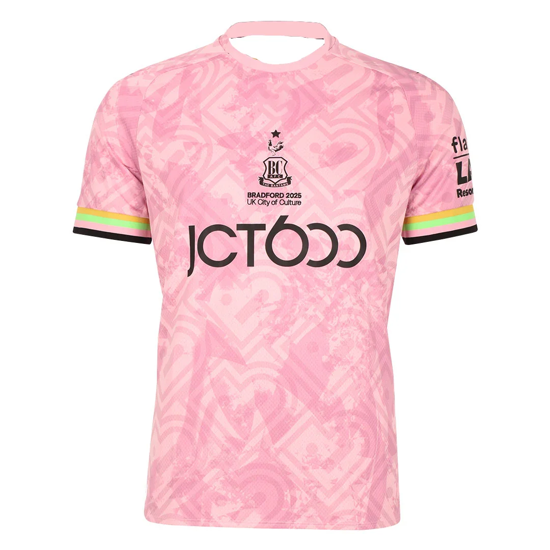 25-26 الموسم برادفورد سيتي AFC المنزل وخارجها كرة القدم جيرسي تي شيرت ثلاثية الأبعاد مطبوعة مريحة تي شيرت نفس الكبار والأطفال