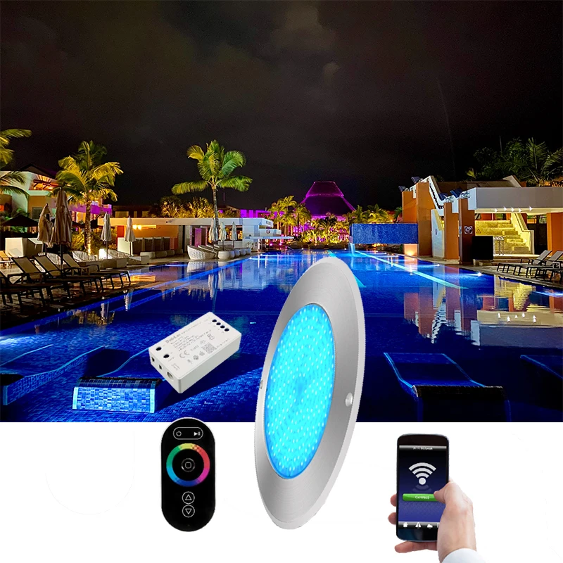 DC 12V Stainless Steel 10W Addressable IP68 RGB 100 Feet Retro Swimming Pool Float Lights LED Underwater With Host