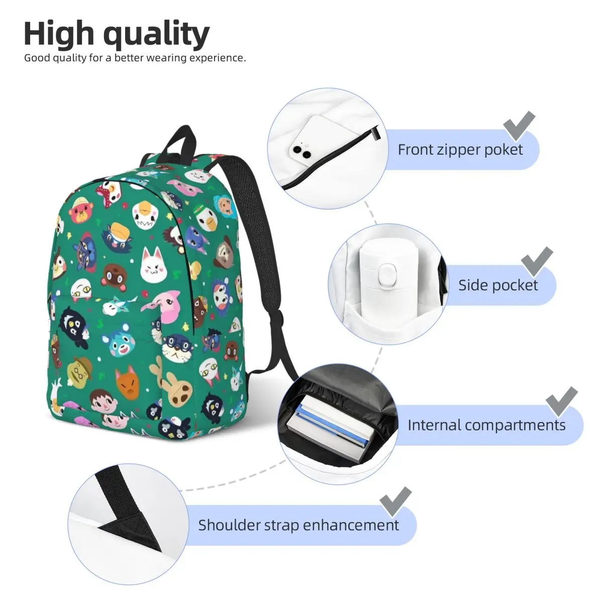 Sac à dos de jeu de illeur d'animaux drôles pour hommes et femmes, sac à dos de travail étudiant, sac à dos de dessin animé, nouveau sac pour ordinateur portable, sac lancé par l'ordinateur, durable, mode