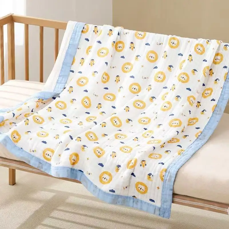 Cotton Cartoon Printed Towel Blanket 105X105Cm Lightweight Nap Quilt for Children Soft Skin-Friendly Newborn Swaddle Wrap Towel