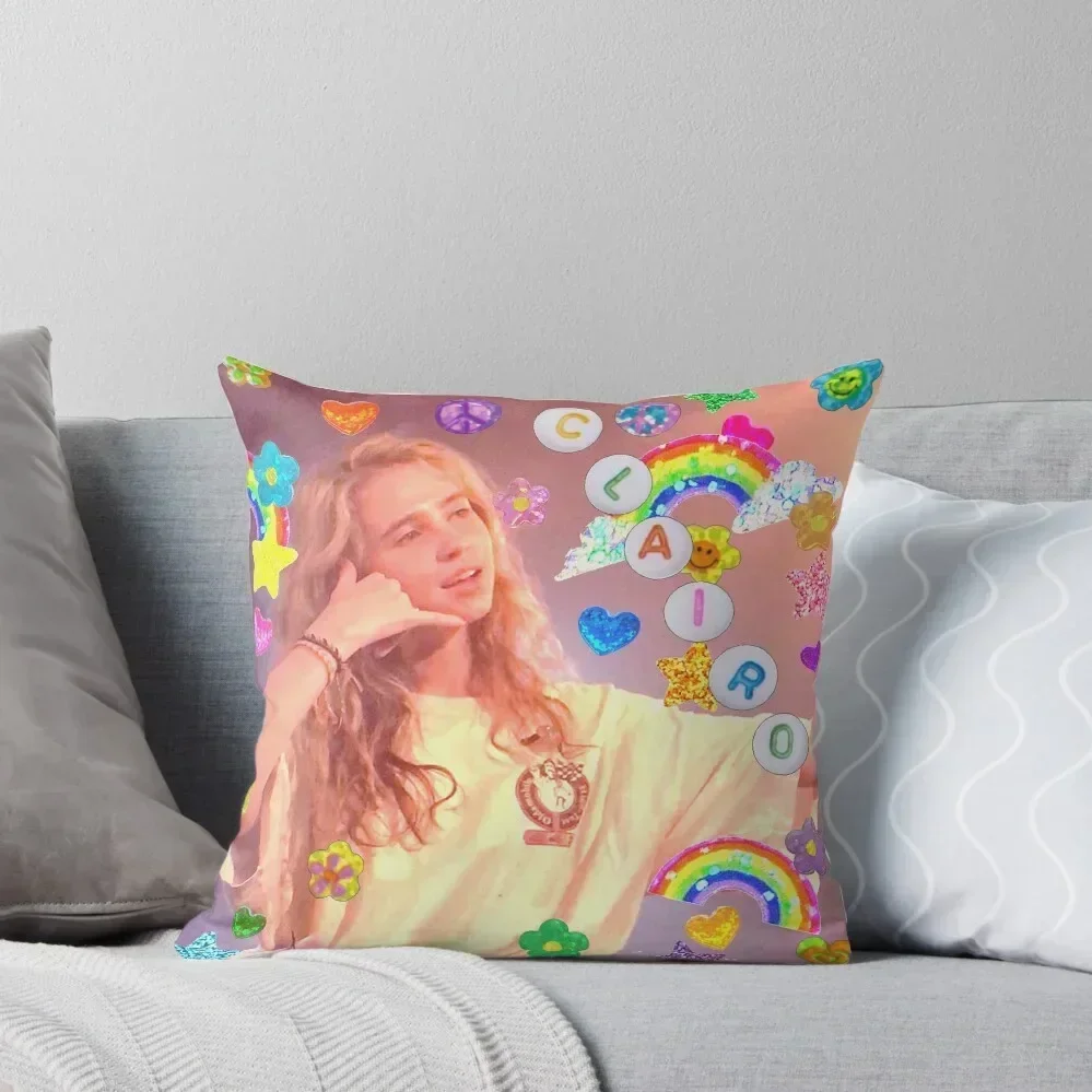 

Clairo Sticker Collage Throw Pillow christmas cushions covers Luxury Sofa Cushions Embroidered Cushion Cover pillow