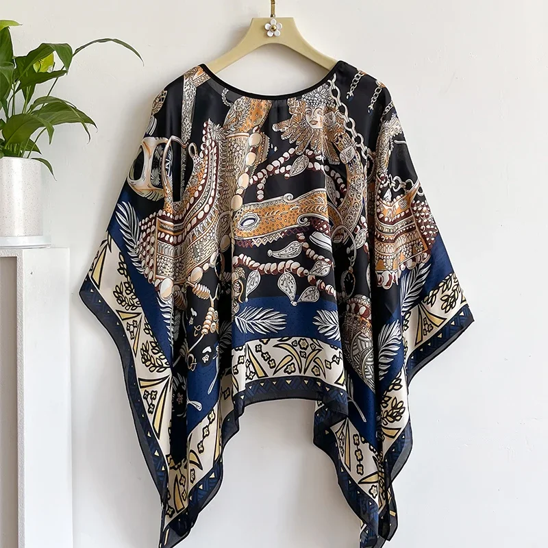 2025 New Silk Scarf 110x110cm Luxury BrandDesigner Pullover Scarf Print Head Large Handkerchief Hijab Shawl Women Bandanna Foula