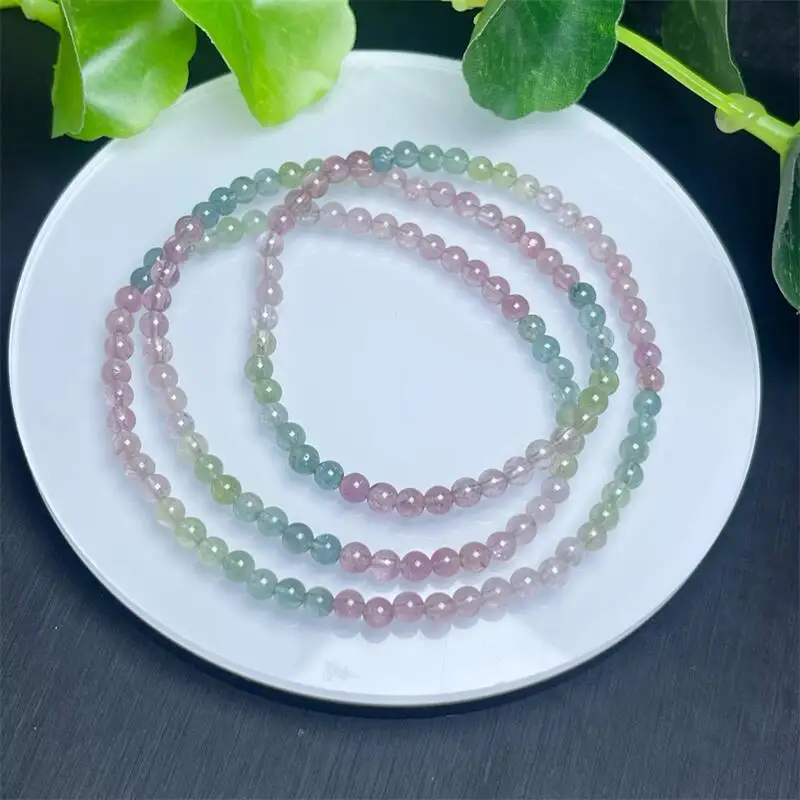 

3,8 мм натуральный турмалин тройной круг браслет кристалл Рейки драгоценный камень модные украшения женский целебный подарок 1 шт.