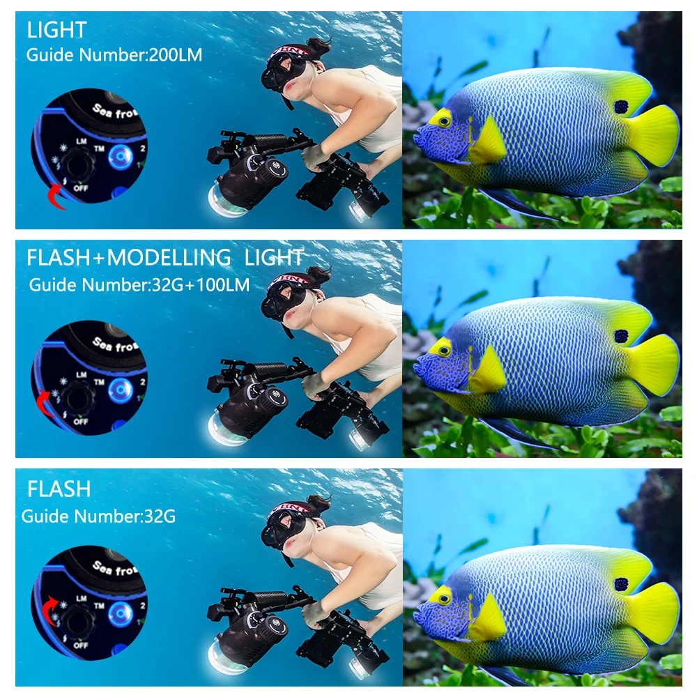 Seafrogs 100m Diving Flash Sea&Sea SF01 Strobe For RX100 TG5 DSLR Camera Underwater Photography Accessories Waterproof