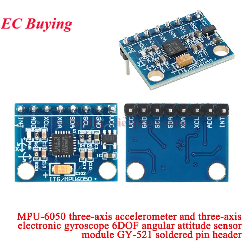 1-10Pcs GY-521 MPU-6050 MPU6050 3-achsen Analog Gyroskop + drei Beschleunigungsmesser 6DOF Sensor Modul IIC I2C SPI Für Arduino DC 3V-5V – Detail 8