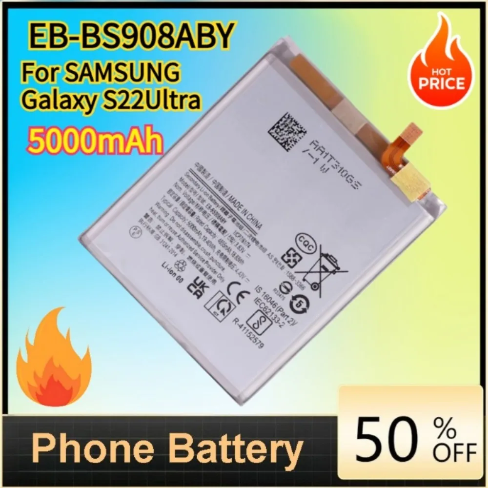 

5000mAh EB-BS908ABY Li-ion Battery Replacement For Samsung Galaxy S22 Ultra SM-S908 SM-S9080 Mobile Phone Spare Repair Battery