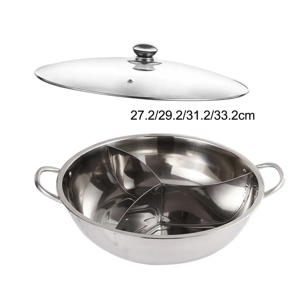Divided Shabu Shabu Hot Pot Stainless Steel Cookware for Home Restaurant Use
