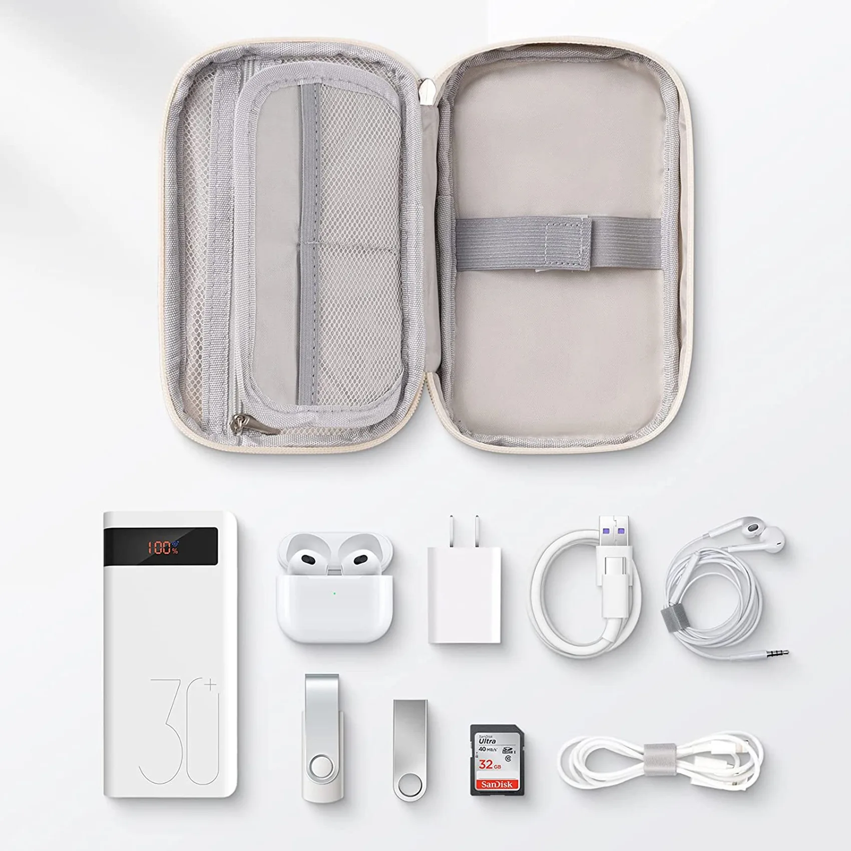 Multifunctional Earphone Zipper Storage Bag Large Capacity Case Power Bank Cell Phone Charger Cable Digital Accessories Bags