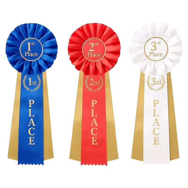 6 PCS Award Ribbons 1St 2Nd 3Rd, Award Ribbon Rosette Set, Satin Participation Place Winner Victory Ribbons Awards