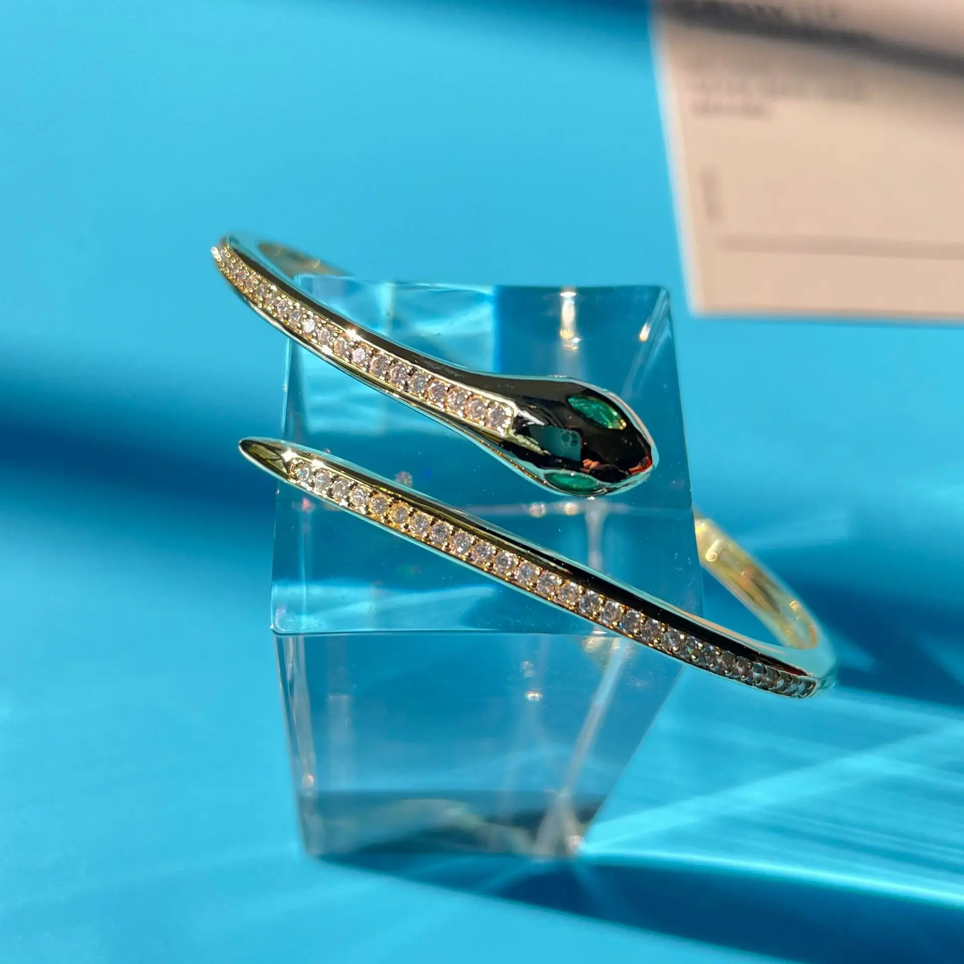 2025 Fashion zircon green eye snake shape bracelet new accessories for women open bracelet valentine's day gifts