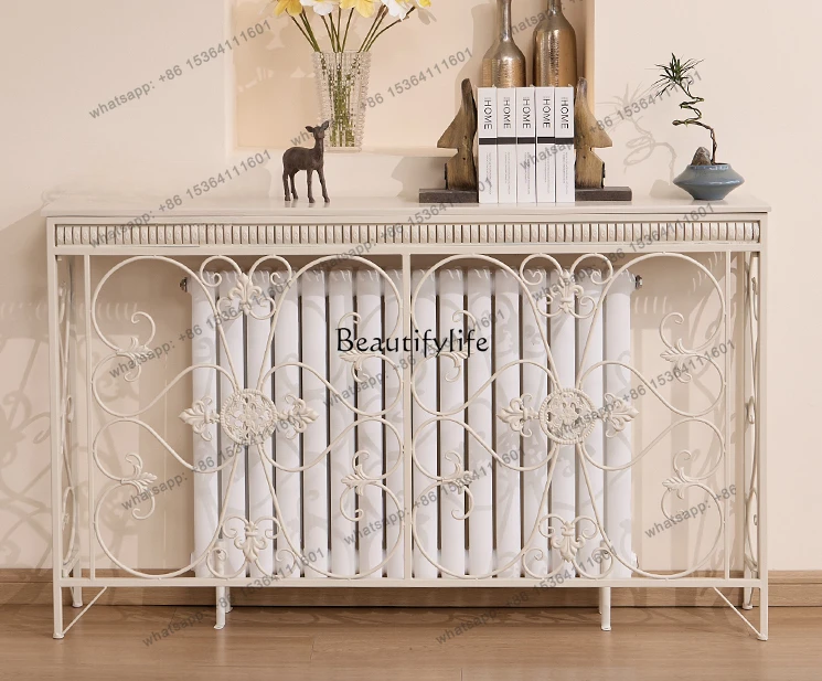 12Hallway Table above Radiator Decorative Cover Cover Storage Rack Cream Wind Console