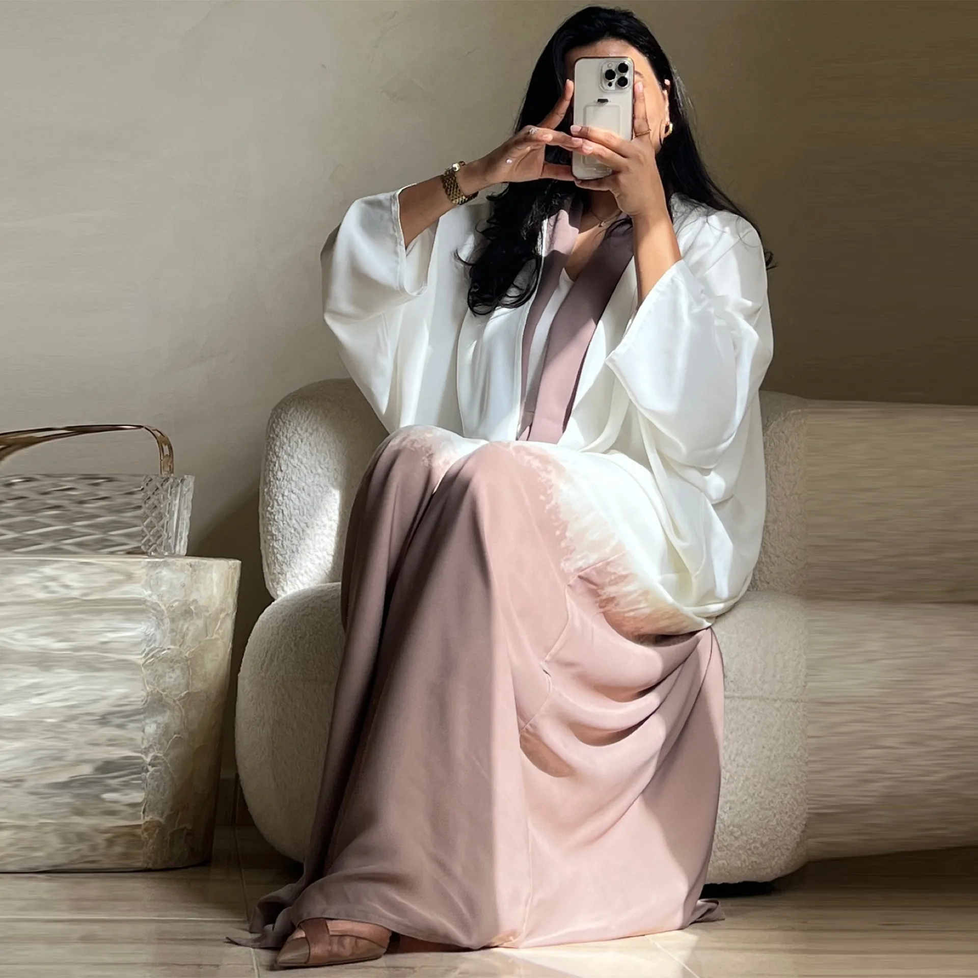 Ramadan Eid Muslim Women Fashion Gradient Color Casual Modest Open Kimono Abayas Saudi Morocan Kaftan Clothing African Kabaya