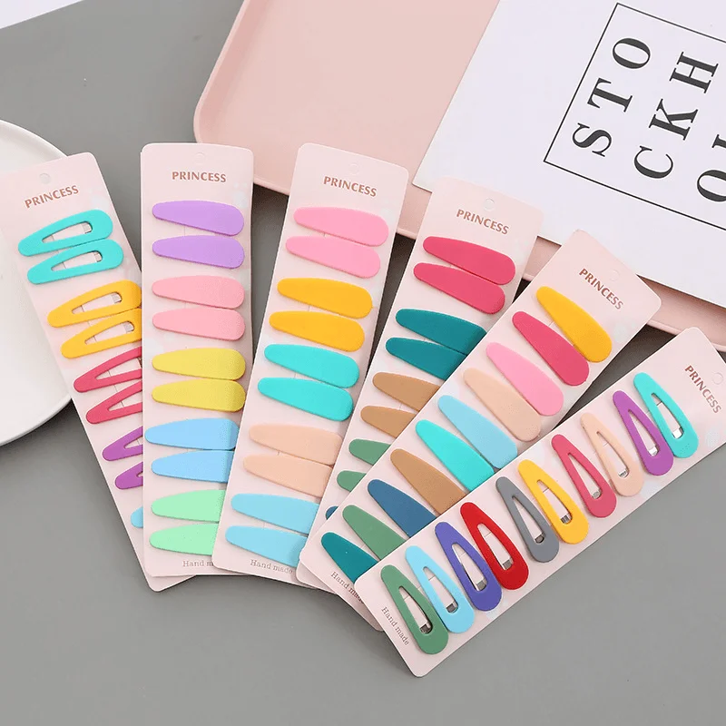 10 teile/satz Snap Haar Clips BB Haarnadel Candy Farbe Metall Barrettes für Kinder Frauen Mädchen Styling Haar Zubehör – Detail 9