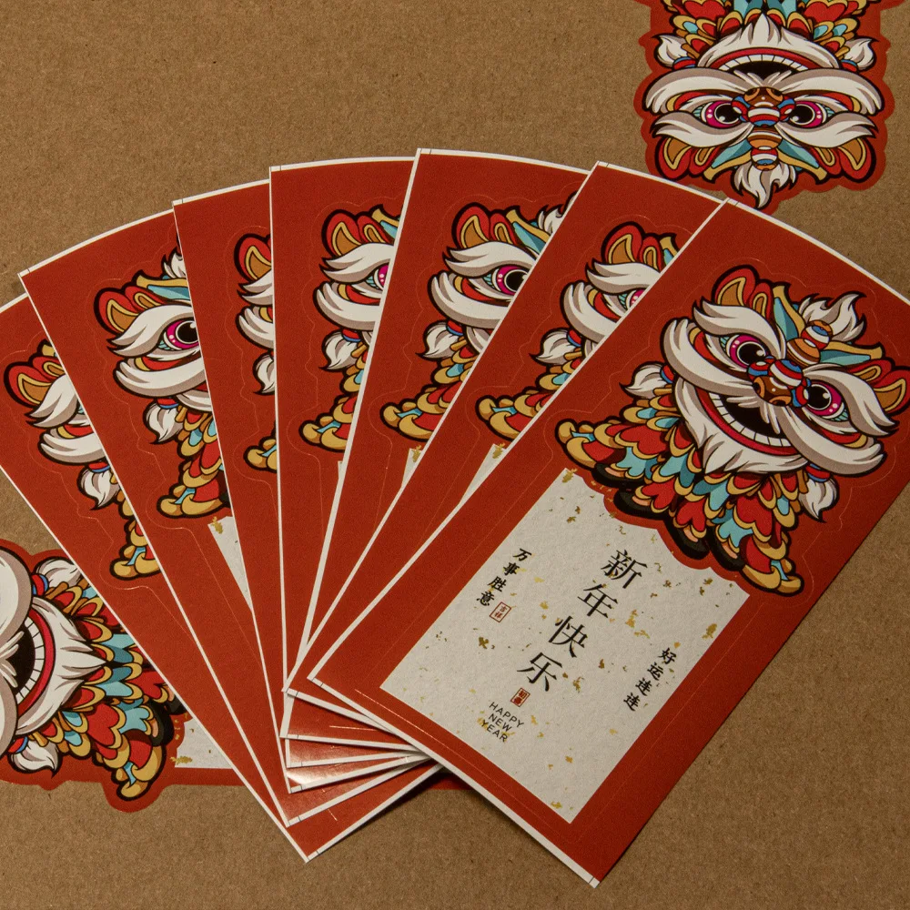 20-50pcs Happy New Year Stickers 6x13cm Sealing Label The Dragon Year Stickers for Business Pacakge Gift Spring Festival Sticker