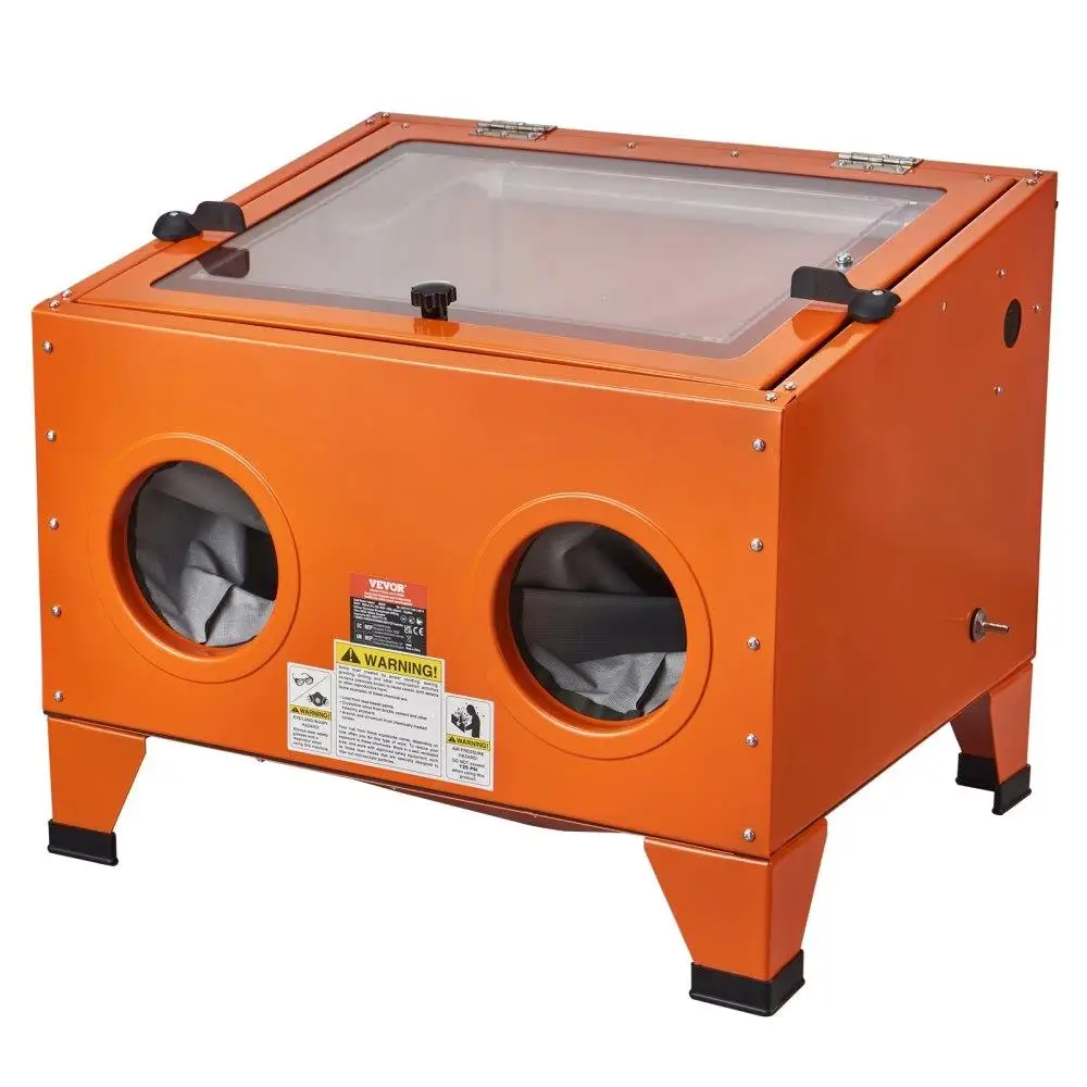 

25 Gallon Sandblasting Cabinet 120 PSI Portable Benchtop Heavy Duty Steel 4 Ceramic Nozzles for paint Stain Rust Removal