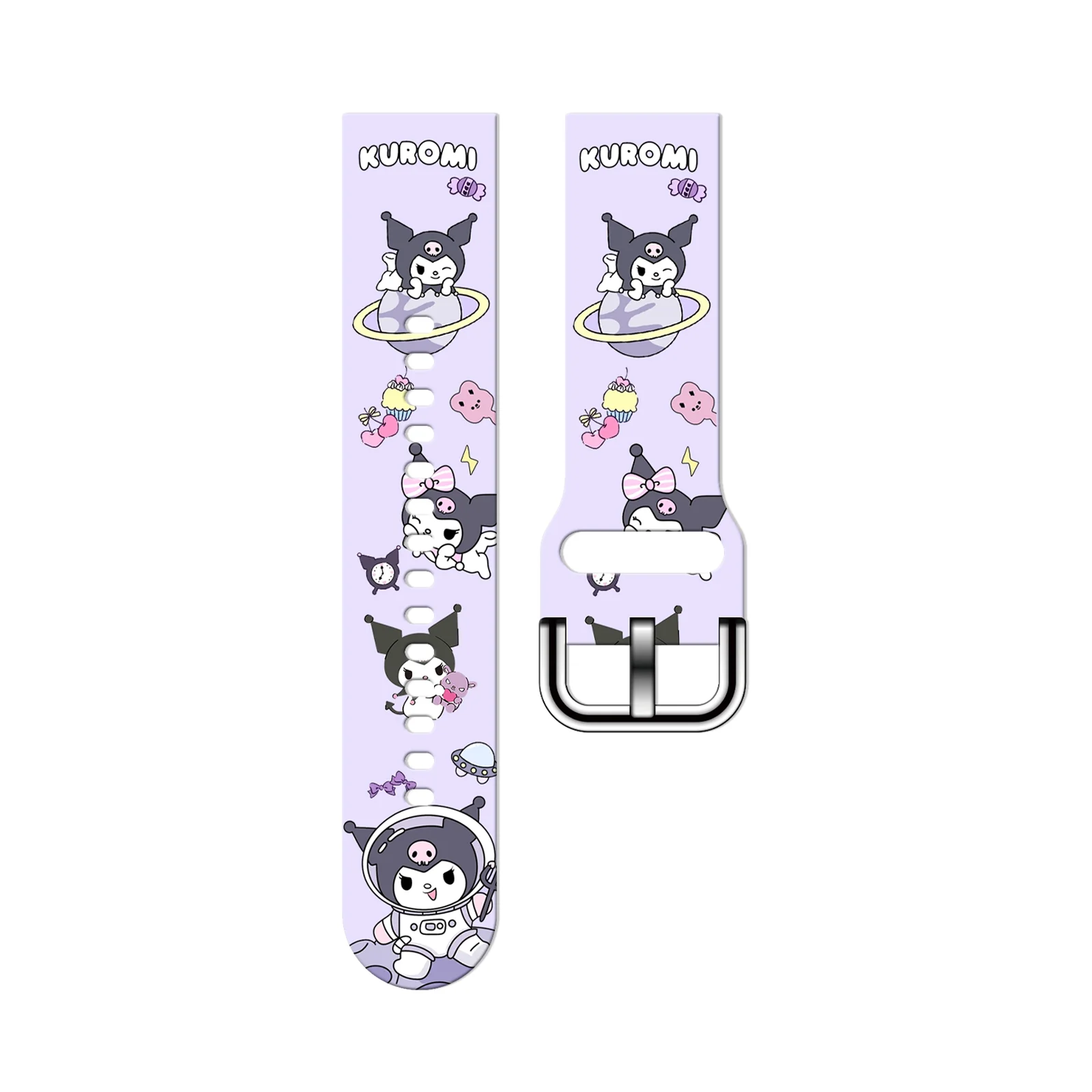 Sanrio Kuromi 20mm Printed Strap for Samsung Galaxy Watch 7/6/5 40mm 44mm Band Replaceable Bracelet for Amazfit Balance 45mm