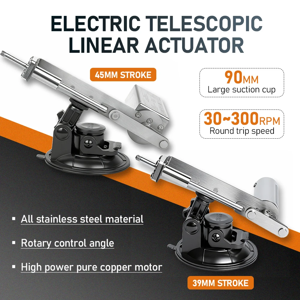 DC Mini Linear Actuator 39mm 45mm Stroke 30-400RPM Electric Telescopic Reciprocating Motor for DIY Automation
