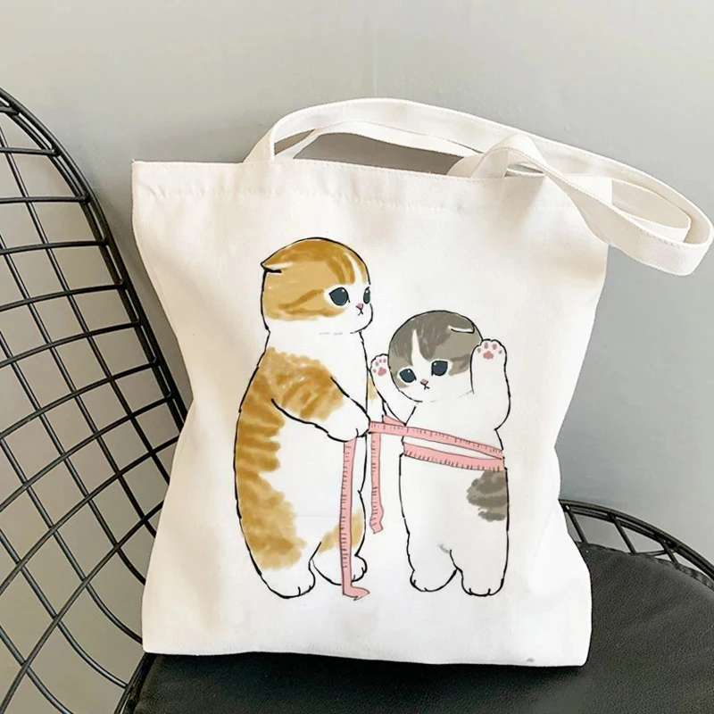 Cute Cat Canvas Shopping Bag Casual Women Shopping Bags Big capacity handbag Female Tote Shoulder Bags Girl Student Bookbag