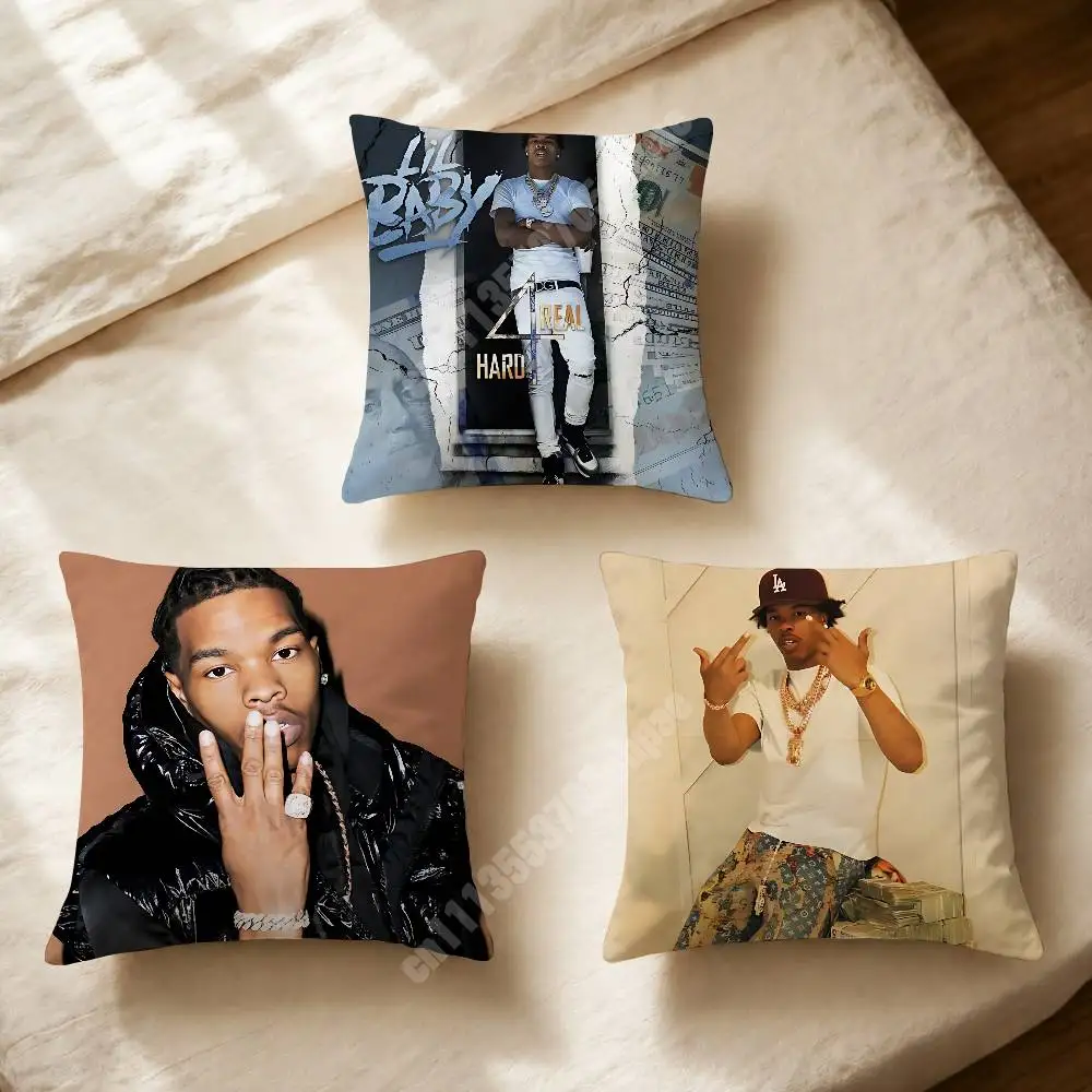 Rapper L-Lil Baby In A Minute Printed Pillow Cover Sofa Couch Bedroom Cinema Home Theater Decoration