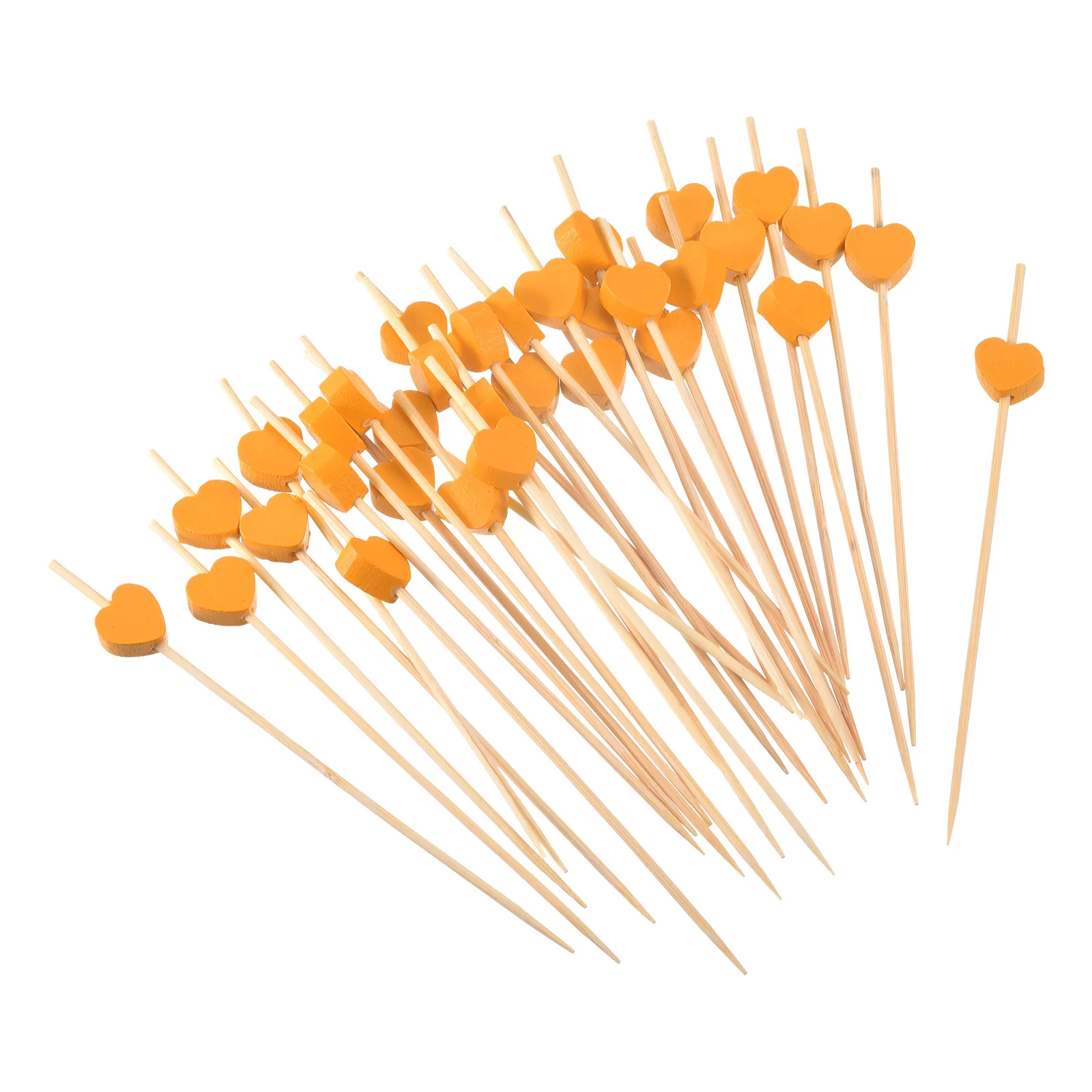 100 Uds palillos de dientes de cóctel 4,72 "corazón de bambú palitos de fruta largos brochetas de cóctel decorativas selecciones para bebidas aperitivos frutas