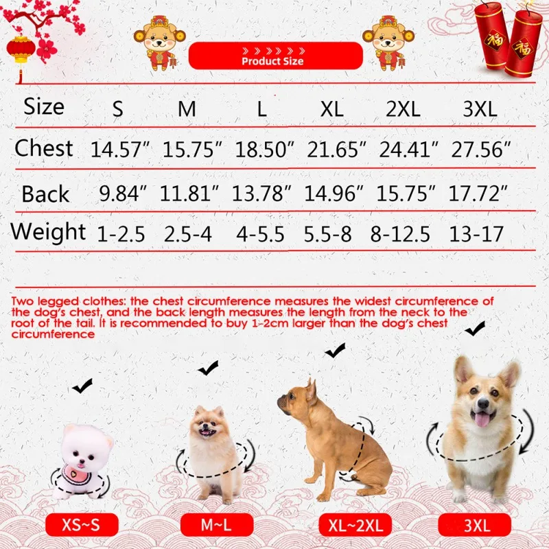 Chinese New Year Dog Clothes Coat Winter Warm Pet Clothes Tang Suit Yorkie Chihuahua Spring Festival Pet Clothing for Small Dogs