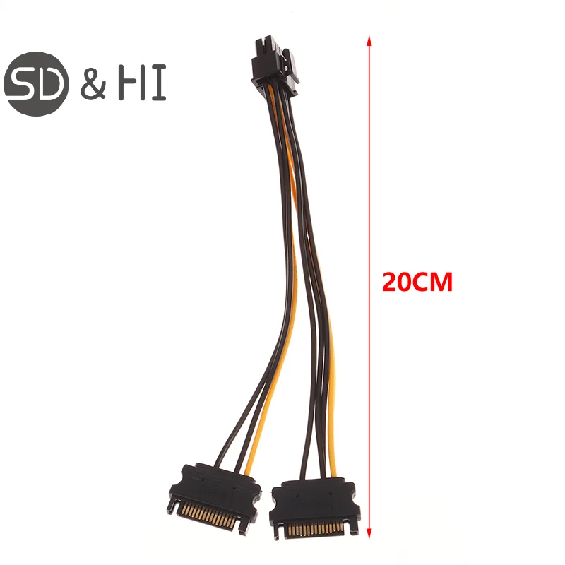 Câble d'Alimentation Touriste, 15 Broches SATA Mâle Vers PCIe 8 Broches, Adaptateur de Mathiation de Carte Vidéo PCI Express PCI-E