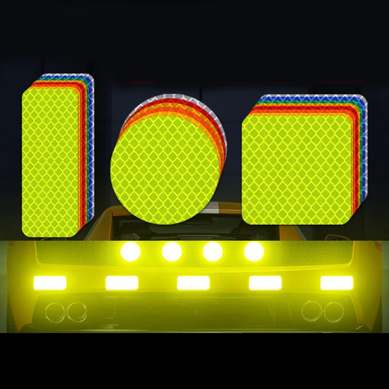 

10pcs/pack Safety Car Reflective Sticker Warning Strip Tape Car Wheel Eyebrow/ Rear Bumper/ Door Protective Car Sticker General