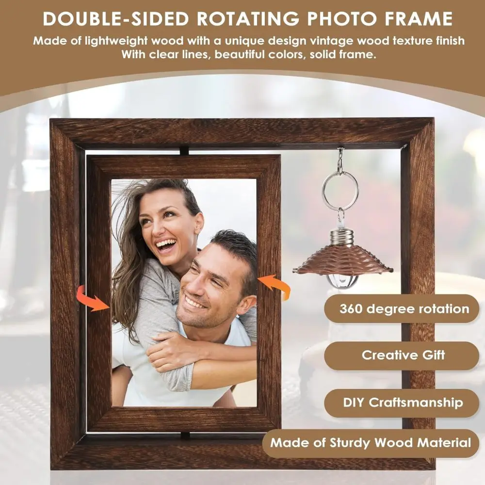 YOUZI 67'' Wooden Photo Frame 360 ° Rotating Picture Frame Exquisite Gifts For Christmas Decorations