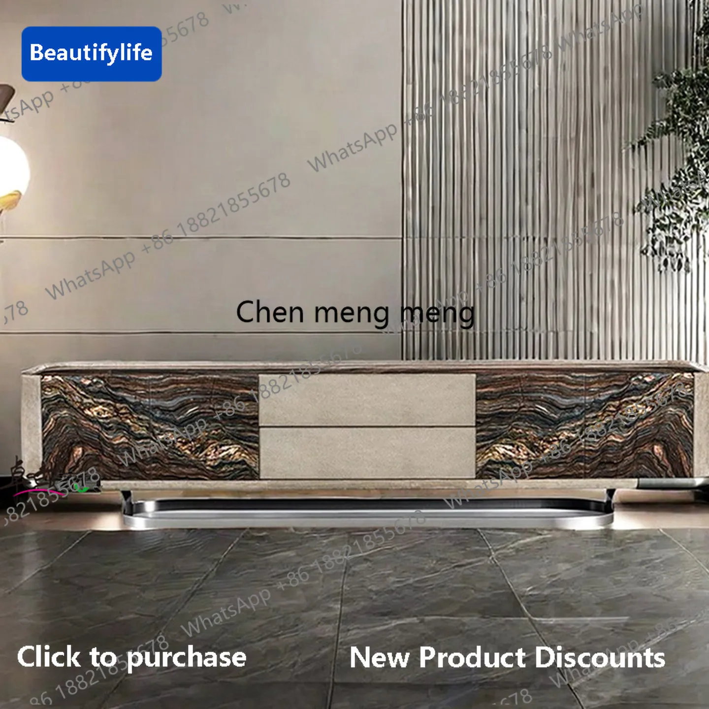 C139 Italian light luxury solid wood TV cabinet modern home high-end designer style floor customization