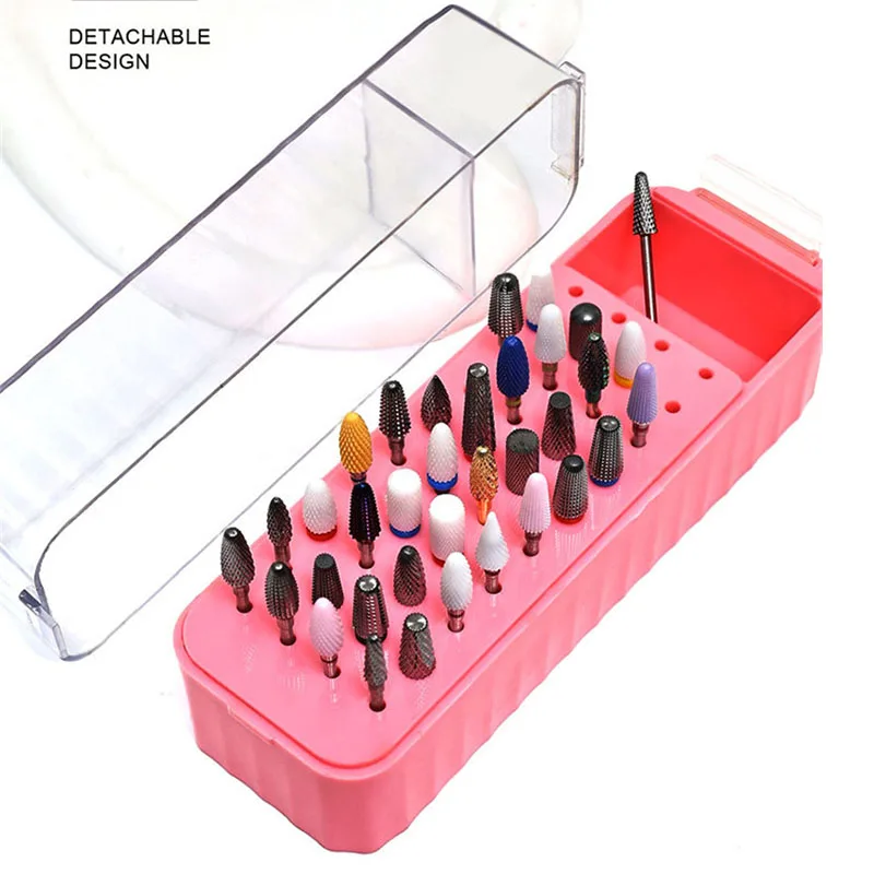 40 löcher Nail art Bohrer Lagerung Box Polnischen Schleifen Kopf Bit Halter Staubdicht Nagel Bohrer Werkzeuge Display-ständer Organizer