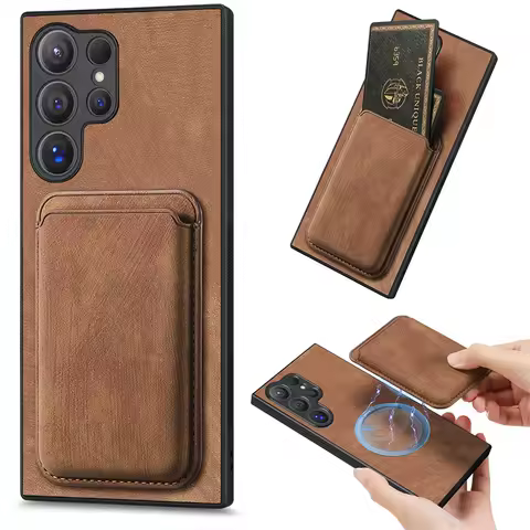 Luxury Leather Detachable Magnetic Card Slot Wallet Case For Samsung Galaxy S25 S24 S23 S22 S21 Ultra + Plus FE Shockproof Cover