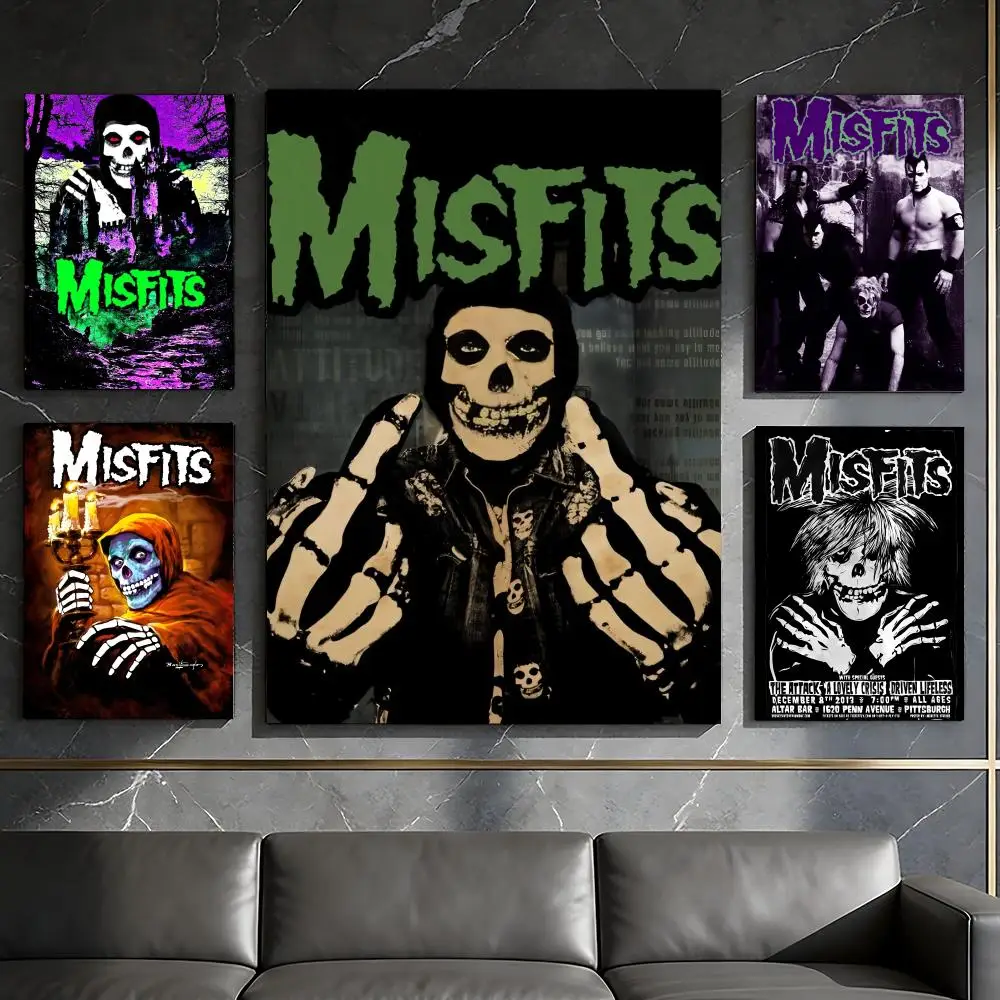 Rock Band-M-Misfits Poster Waterproof Peel & Stick Wall Sticker Self Adhesive Art Decor For Living Room Bedroom