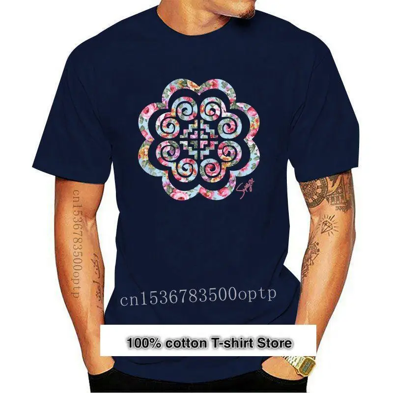 

Camiseta con estampado personalizado para hombre y mujer, Camisa de algodón con cuello redondo, Hmong, Floral, 100%