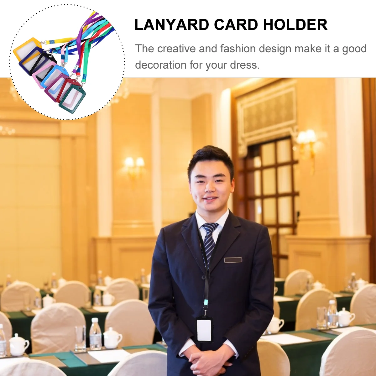 8 Pcs Work Permit Card Cover Lanyard Case Badge Holder Cards Transparent Brackets