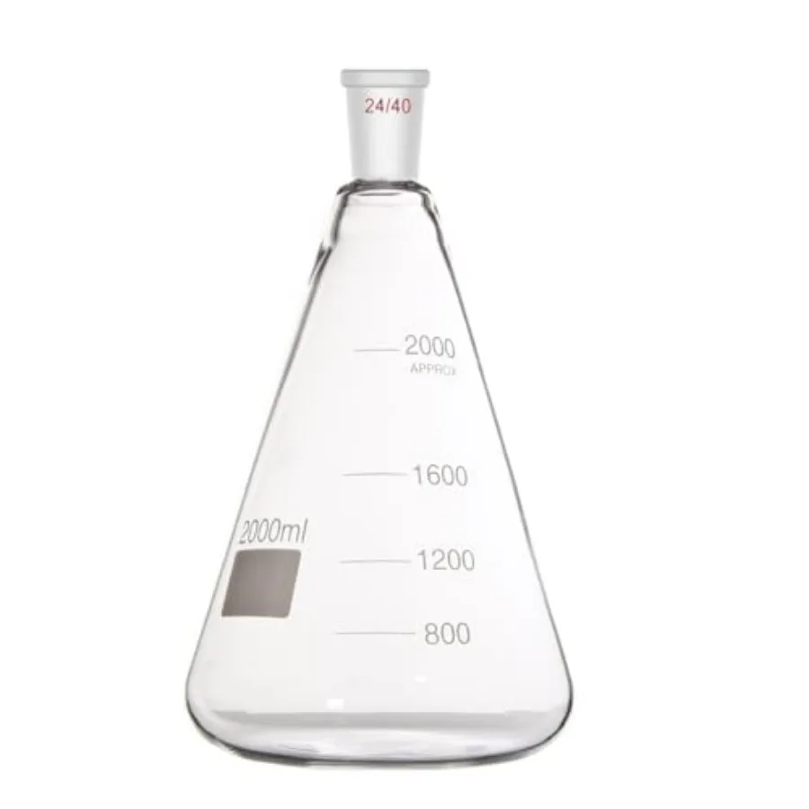 

24/40 Lab Glass Erlenmeyer Flask with Ground Joint 2L Laboratory Chemistry Conical Bottle