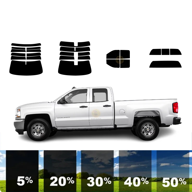 

Предварительно вырезанная съемная тонировочная пленка для окон для автомобиля, 100% УФ-изоляция, углерод ﻿ Для CHEVROLET SILVERADO 1500 2 DR PICKUP EXT 2014-2018