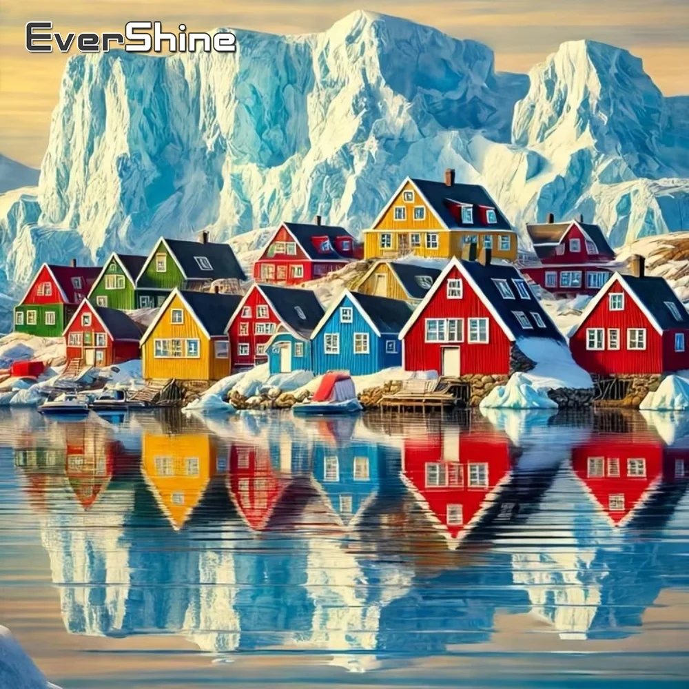 EverShine Neue Kollektion DIY Diamant-Stickerei Haus-Landschaftsgemälde Fluss-Bastelset Kunst-Mosaik Heim-Schlafzimmer Wandkunst