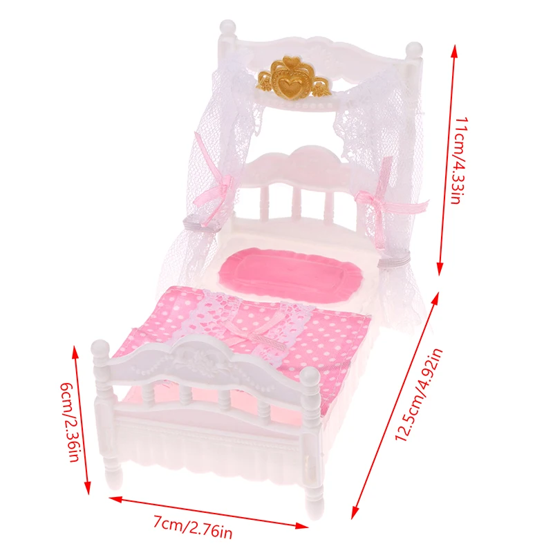 1/12 Dollhouse Princess Bed Bedsheet Mosquito Net Kit Dollhouse Bed Room Furniture Decoration Dolls House Accessories