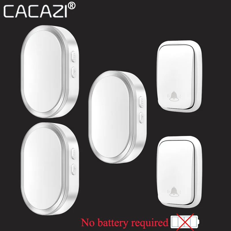 CACAZI Wireless Self-powered Doorbell Waterproof No battery Required Button US EU UK AU Plug Home Call Ring Bell 150M Remote