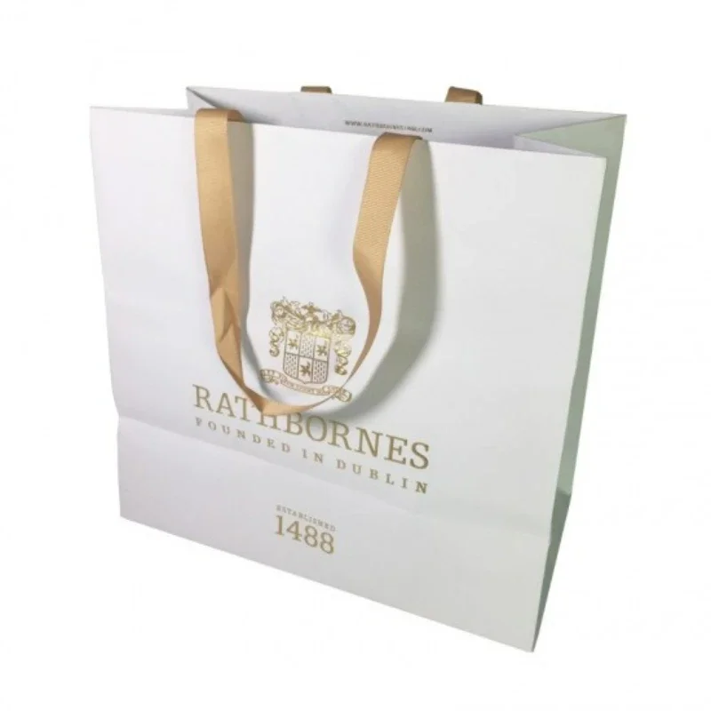 High Quality Paper Bags Bright color and lovely printing Custom Luxury Gold Foil Logo Hot Stamping Jewelry Paper Bag