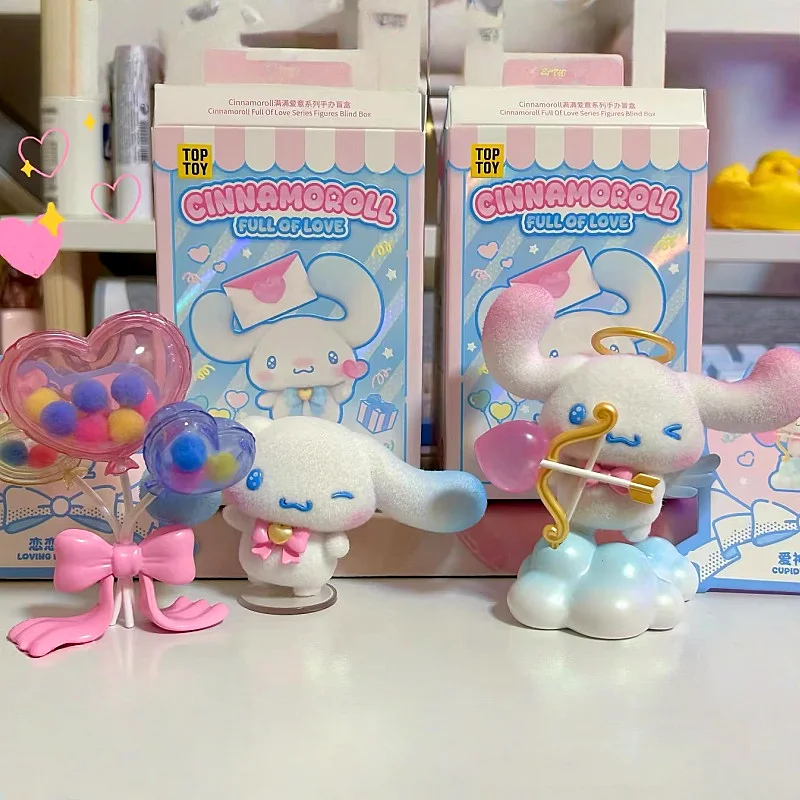 

Authentic Cinnamoroll Full Of Love Series Blind Box Cute Flocked Figurine Desktop Ornament Decoration Surprise Gifts
