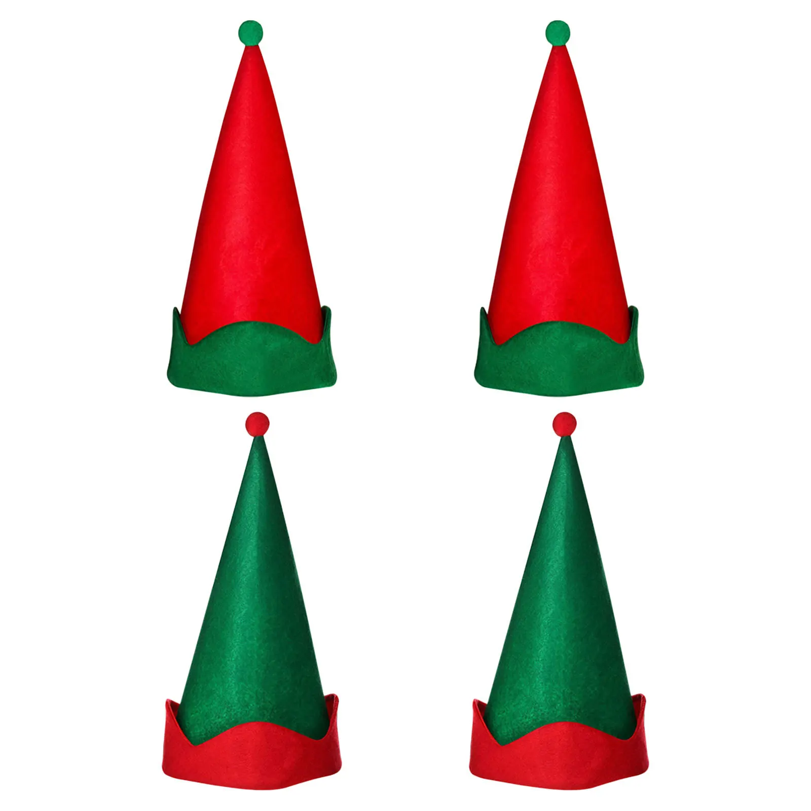 4 個のフェルトエルフ帽子男性女性用ホリデーコスチュームパーティーハットクリスマスドレスアップノームコーンキャップお祝いアクセサリー