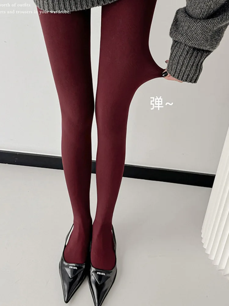 100D ไม่มีรอยต่อเป้าเอวสูงพื้นฐานสีทึบ Pantyhose สําหรับผู้หญิง Slim Legging