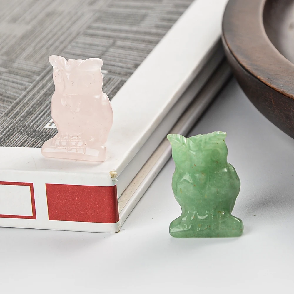 Realistic Crystal Stone Animal Collection Decoration of Owl Statue, Used for Desktop Decoration, About 1 Inch view 2