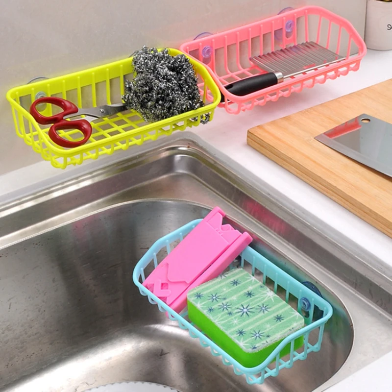 Wall Hanging Sink Shelf Kitchen Sinks Organizer Soap Sponge Holder Drain Rack Storage Basket Kitchen Gadgets Accessories Tool