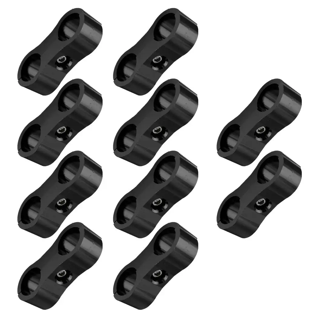 10 Pieces AN6 AN-6 13.4mm Braided Hose Separator Mount Clamp Black