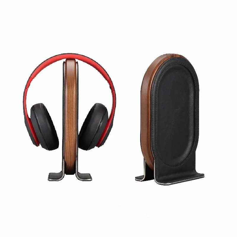 

Walnut Wood Headphone Stand Elegant Gaming Headset Holder Desktop Display Stand Universal Headphone Organizer for Gaming Setup